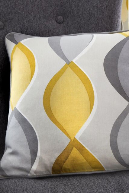 Fusion 'Lennox' Vertical Ogee Print Filled Cushion 100% Cotton in Mustard - Size: 43 cm x 43 cm - image 1