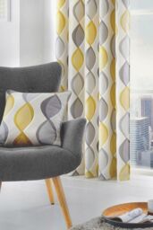 Fusion 'Lennox' Vertical Ogee Print Filled Cushion 100% Cotton in Mustard - Size: 43 cm x 43 cm - thumbnail 2