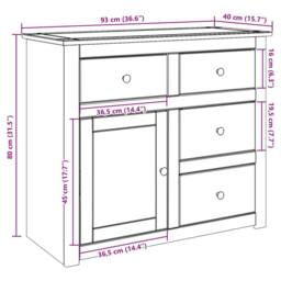 Berkfield Home Sideboard with Drawers Panama 93x40x80 cm Solid Wood Pine in Brown - Size: 93 x 40 x 80 cm - thumbnail 9