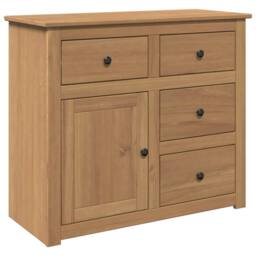 Berkfield Home Sideboard with Drawers Panama 93x40x80 cm Solid Wood Pine in Brown - Size: 93 x 40 x 80 cm - thumbnail 3