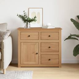 Berkfield Home Sideboard with Drawers Panama 93x40x80 cm Solid Wood Pine in Brown - Size: 93 x 40 x 80 cm - thumbnail 1