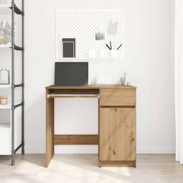 Berkfield Home Durable Desk Artisan Oak 86x49x76 cm Engineered Wood in Brown - Size: 86 x 49 x 76 cm - image 1