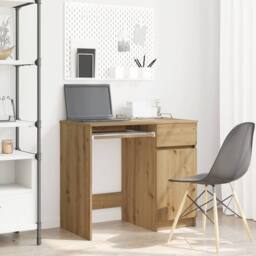 Berkfield Home Durable Desk Artisan Oak 86x49x76 cm Engineered Wood in Brown - Size: 86 x 49 x 76 cm - thumbnail 2