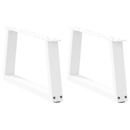 Berkfield Home Dining Table Legs V-Shape 2 pcs White 70x(30-31.3) cm Steel - thumbnail 1