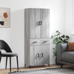 Berkfield Home Highboard Grey Sonoma 69.5x34x180 cm Engineered Wood - thumbnail 1