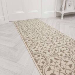 runrug Hallway Carpet Runner Rug - Soft & Comfy, 9mm - 'Mosaic' in Light Beige - Size: 60 cm x 180 cm - thumbnail 1