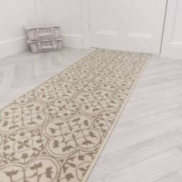 runrug Hallway Carpet Runner Rug - Soft & Comfy, 9mm - 'Mosaic' in Light Beige - Size: 60 cm x 180 cm - thumbnail 4