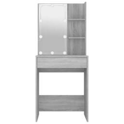 Berkfield Home White Dressing Table with LED Grey Sonoma 60x40x140 cm - Size: 60 x 40 x 140 cm - thumbnail 5