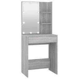 Berkfield Home White Dressing Table with LED Grey Sonoma 60x40x140 cm - Size: 60 x 40 x 140 cm