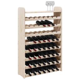 Berkfield Home Wine Rack with Top Board 72.5x25x111.5 cm Solid Wood Pine in Light Tan - thumbnail 4