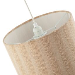 Happy Homewares Textured Oatmeal Linen Fabric Drum Lamp Shade with Taupe Cotton Lining in Light Beige - Size: 12 inches - thumbnail 4