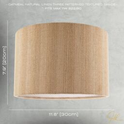 Happy Homewares Textured Oatmeal Linen Fabric Drum Lamp Shade with Taupe Cotton Lining in Light Beige - Size: 12 inches - thumbnail 7