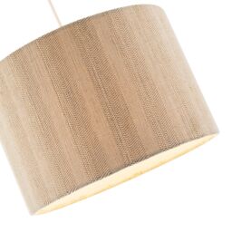Happy Homewares Textured Oatmeal Linen Fabric Drum Lamp Shade with Taupe Cotton Lining in Light Beige - Size: 12 inches - thumbnail 3