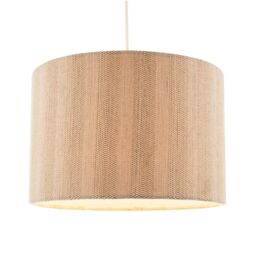 Happy Homewares Textured Oatmeal Linen Fabric Drum Lamp Shade with Taupe Cotton Lining in Light Beige - Size: 12 inches - thumbnail 2