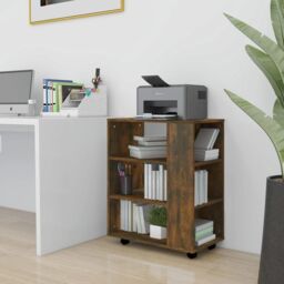 Berkfield Home Rolling Cabinet Smoked Oak 60x35x75 cm Engineered Wood in Brown - Size: 60 x 35 x 75 cm