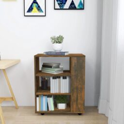 Berkfield Home Rolling Cabinet Smoked Oak 60x35x75 cm Engineered Wood in Brown - Size: 60 x 35 x 75 cm - thumbnail 4