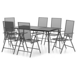 Berkfield Home 7 Piece Garden Dining Set Anthracite Steel in Dark Grey - thumbnail 1