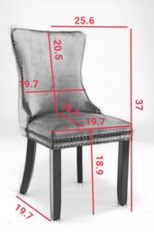 HomeTouch Sierra Set of 4 Luxe Velvet Dining Chairs Tufted Kitchen Chairs with High Wing Back & Oak Wood Legs in Black - Size: 4 Pack - thumbnail 9
