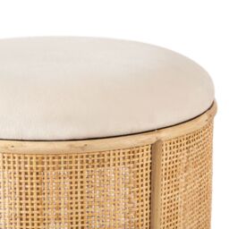 Nordlys Wood & Velvet Lounge Pouf in Beige - thumbnail 6