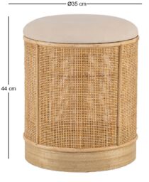 Nordlys Wood & Velvet Lounge Pouf in Beige - thumbnail 4