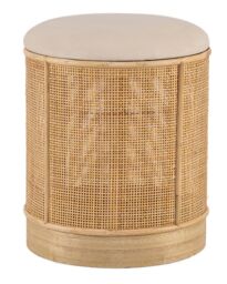 Nordlys Wood & Velvet Lounge Pouf in Beige