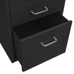 Berkfield Home Mobile File Cabinet Black 28x41x69 cm Metal - Size: 28 x 41 x 69 cm - thumbnail 6