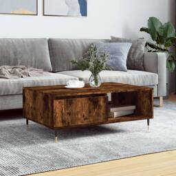 Berkfield Home Coffee Table Smoked Oak 90x60x35 cm Engineered Wood in Brown - Size: 90 x 60 x 35 cm - thumbnail 2
