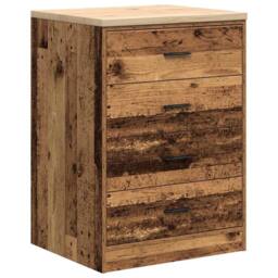 Berkfield Home Garage Storage Cabinet Old Wood 60x51x85 cm Solid Wood Pine in Brown - Size: 60 x 51 x 85 cm - thumbnail 1