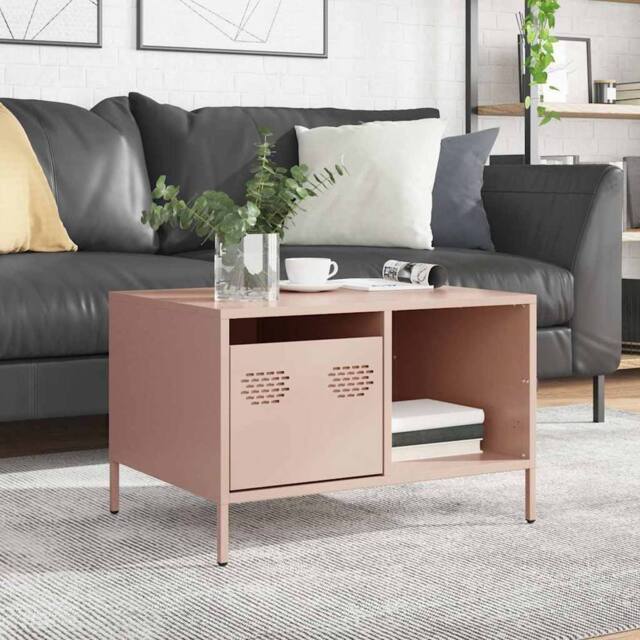 Berkfield Home Sturdy Coffee Table Pink 68.5x50x43.5 cm Cold-rolled Steel - image 1