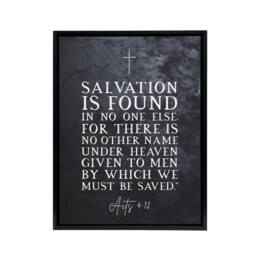 "Artery8 Acts 4 12 Salvation Found Jesus Bible Quote Framed Canvas Wall Art Print in Grey - Size: W12"" x H16""" - thumbnail 1