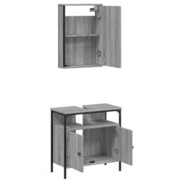 Berkfield Home Durable 2 Piece Bathroom Furniture Set Grey Sonoma Engineered Wood - thumbnail 5
