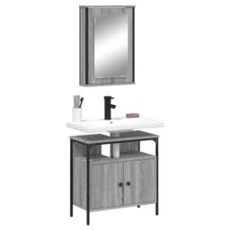 Berkfield Home Durable 2 Piece Bathroom Furniture Set Grey Sonoma Engineered Wood - thumbnail 2