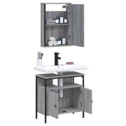 Berkfield Home Durable 2 Piece Bathroom Furniture Set Grey Sonoma Engineered Wood - thumbnail 4