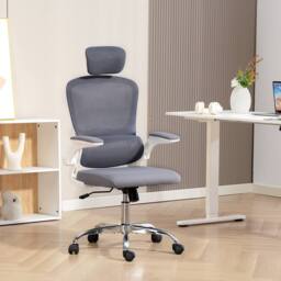 HOMCOM High Back Mesh Computer Desk Chair with Lumbar Support in Dark Grey