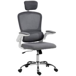 HOMCOM High Back Mesh Computer Desk Chair with Lumbar Support in Dark Grey - thumbnail 2