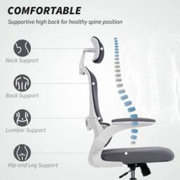 HOMCOM High Back Mesh Computer Desk Chair with Lumbar Support in Dark Grey - thumbnail 4