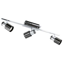 Loops Flush Ceiling 3 Spot Lights Back Plate & Shade Nickel Black Bulb GU10 3x5W Incl in Metallics