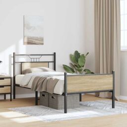 Berkfield Home Bed Frame without Mattress Sonoma Oak 80x200 cm Engineered Wood in Brown - thumbnail 5