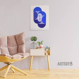 "Artery8 Joseph Schillinger Key Blue Abstract Painting Canvas Wall Art Print - Size: W12"" x H16""" - thumbnail 3