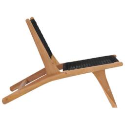 Berkfield Home Sun Lounger with Footrest Solid Teak Wood & Rope in Brown - thumbnail 5