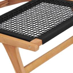 Berkfield Home Sun Lounger with Footrest Solid Teak Wood & Rope in Brown - thumbnail 9