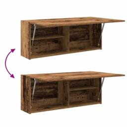Berkfield Home Bathroom Wall Cabinet Old Wood 100x25x40 cm Engineered Wood in Brown - Size: 100 x 25 x 40 cm - thumbnail 8