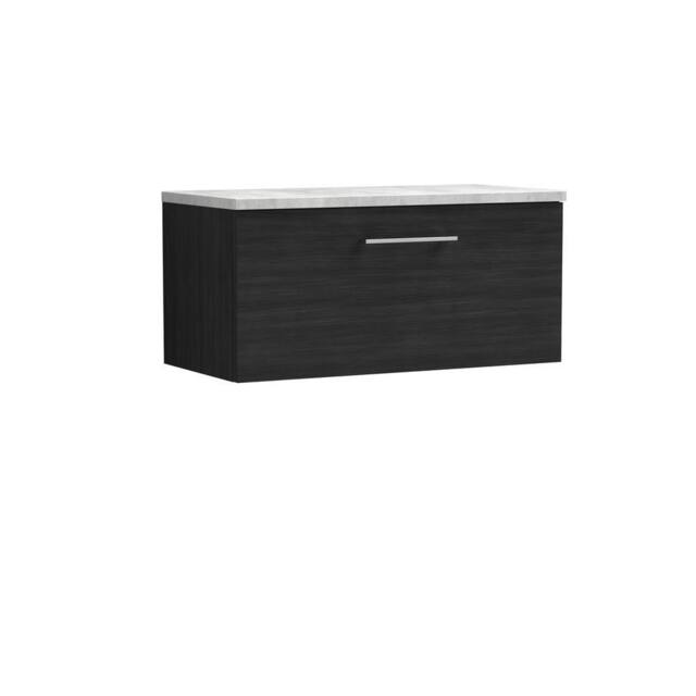 Balterley Level 800mm Wall Hung 1 Drawer Unit, Laminate Worktop - Charcoal Black - image 1