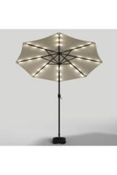 Garden Sanctuary 24 Solar LED Lights Patio Crank Parasol with Plastic Fillable Base in Beige - thumbnail 4
