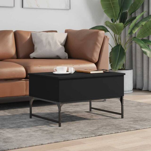 Berkfield Home Comfortable Coffee Table Black 70x50x40 cm Engineered Wood & Metal - Size: 70 x 50 x 40 cm