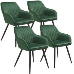 tectake Dining Chair Marilyn Set Of 4 - Dark Green / Black - Size: 4 Pack - thumbnail 1