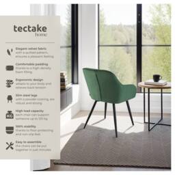 tectake Dining Chair Marilyn Set Of 4 - Dark Green / Black - Size: 4 Pack - thumbnail 2