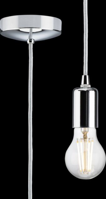 Netlighting 1.8m E27 Contemporary Pendant Set Polished Chrome 230V IP20 80W in Grey - image 1
