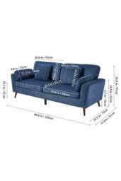 Living and Home 2-Seater Chenille Upholstered Sofa with Pillows in Blue - thumbnail 2