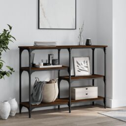 Berkfield Home Console Table Brown Oak 102x29x75 cm Engineered Wood - Size: 102 x 29 x 75 cm - thumbnail 1